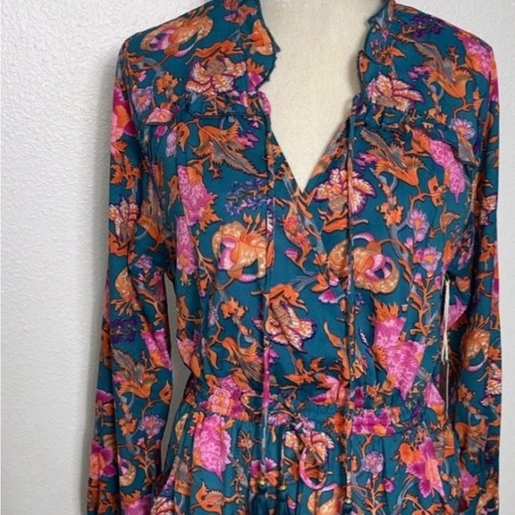 Anthropologie Blue and Pink Floral Maxi Dress - Picture 5 of 9